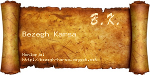 Bezegh Karsa névjegykártya